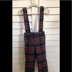 Janie and Jack Plaid Suspender Pants